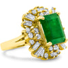 6.95 cts Natural Colombian Emerald 2.25 cts Diamond 14K Yellow Gold Ring 14 gm