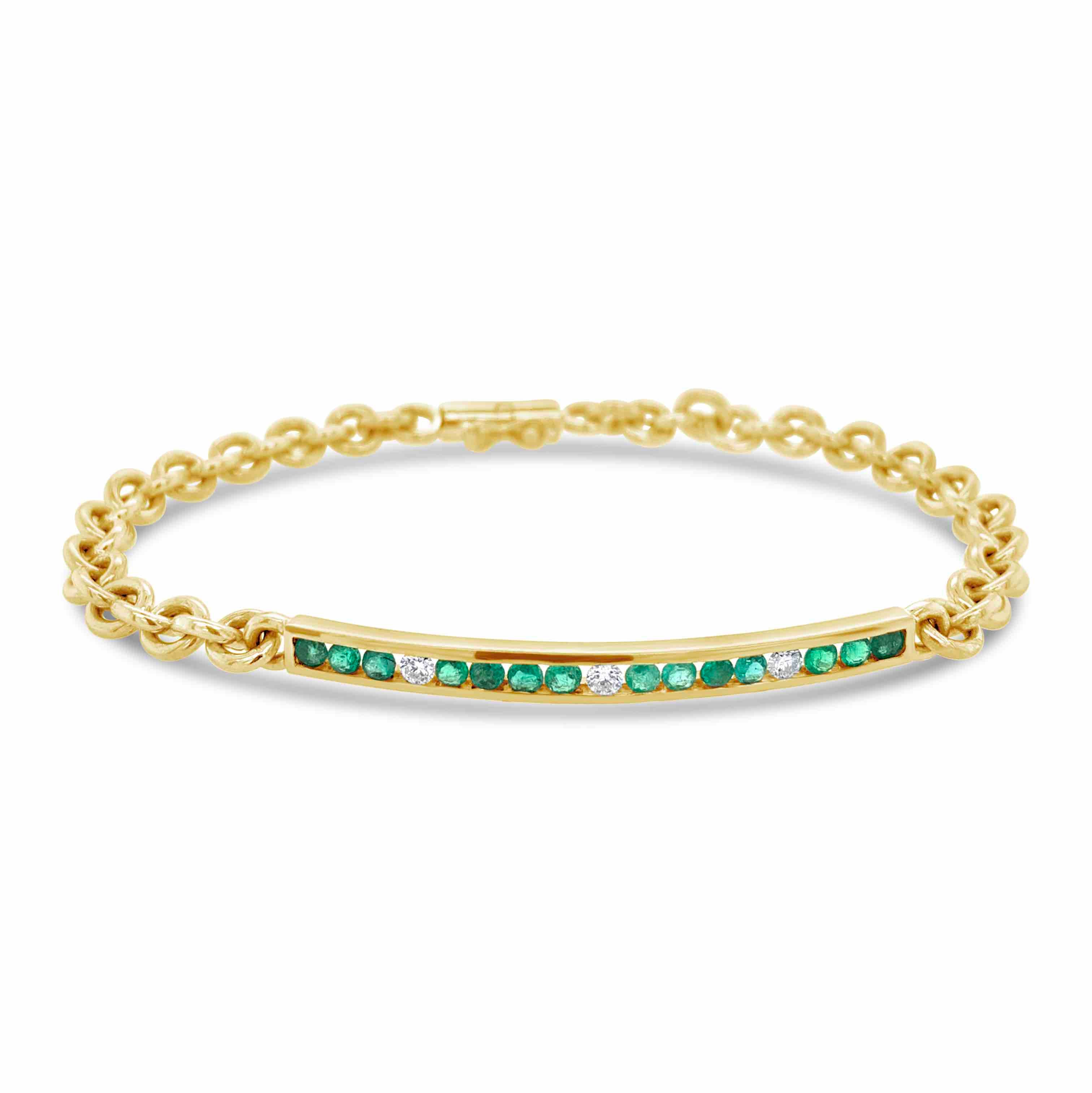 White Bird 18kt yellow gold Clarisse emerald and diamond bracelet