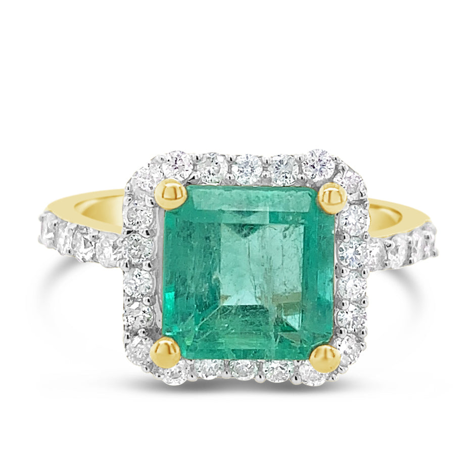 Teal Green Mega Gemstone Gold Statement Ring